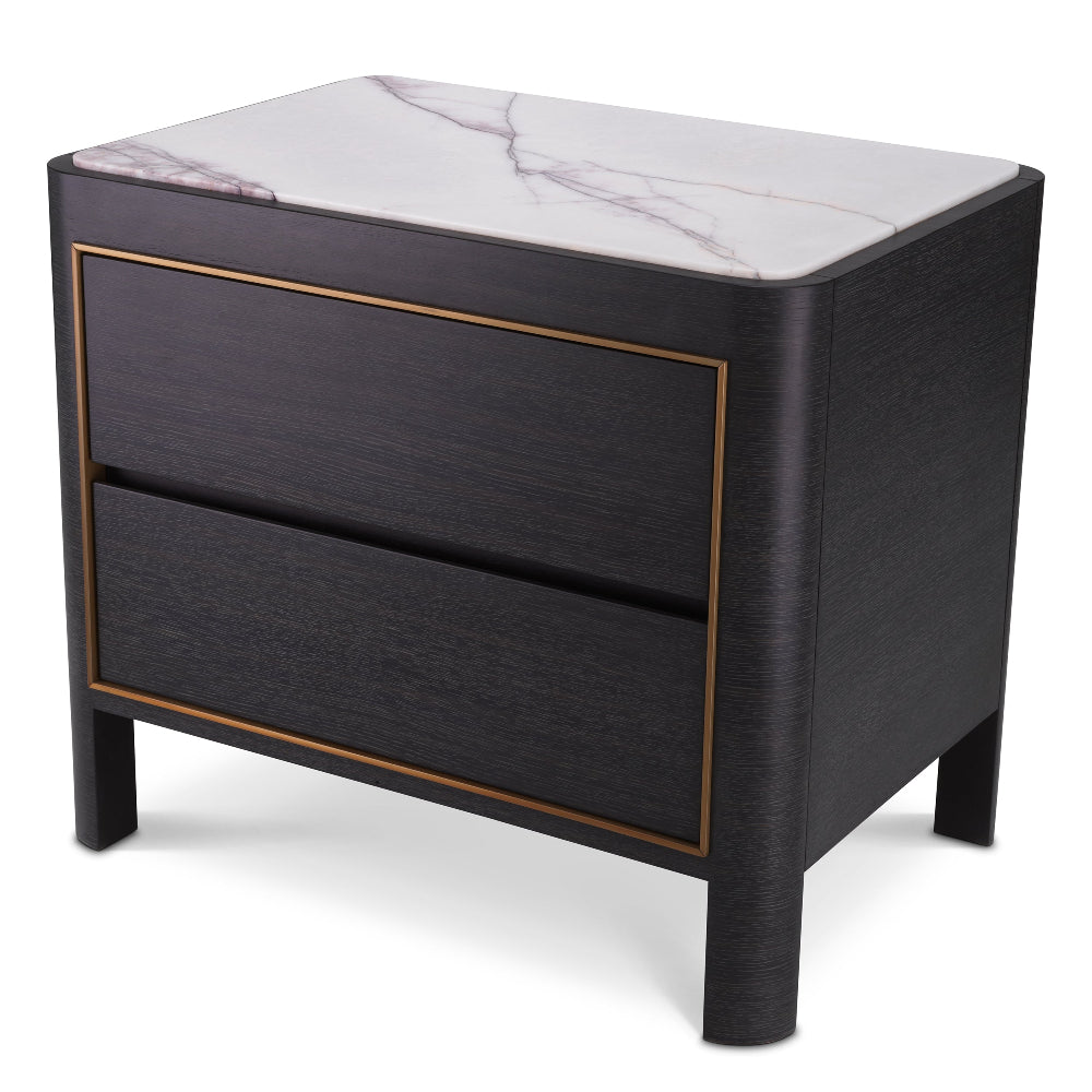 Corazon charcoal grey bianco lilac marble Nightstand by Eichholtz by Eichholtz