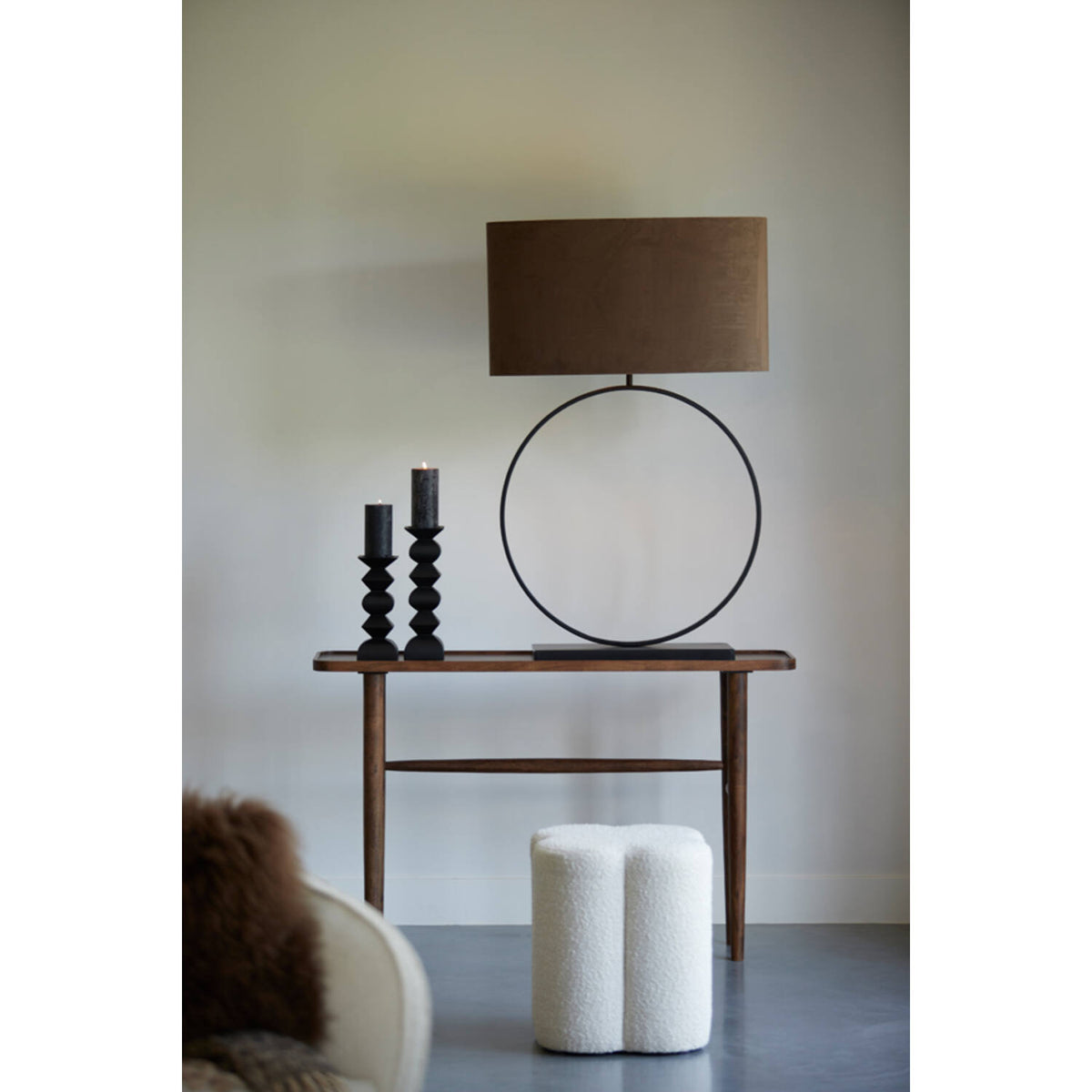 Pouf 38x38x45 cm NALANI bouclé cream by Light and living