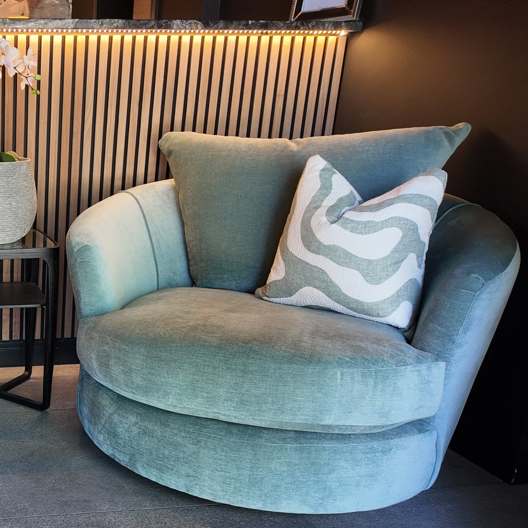 Metro Swivel Chair Dusk Jade Midi Size by Whitemeadow
