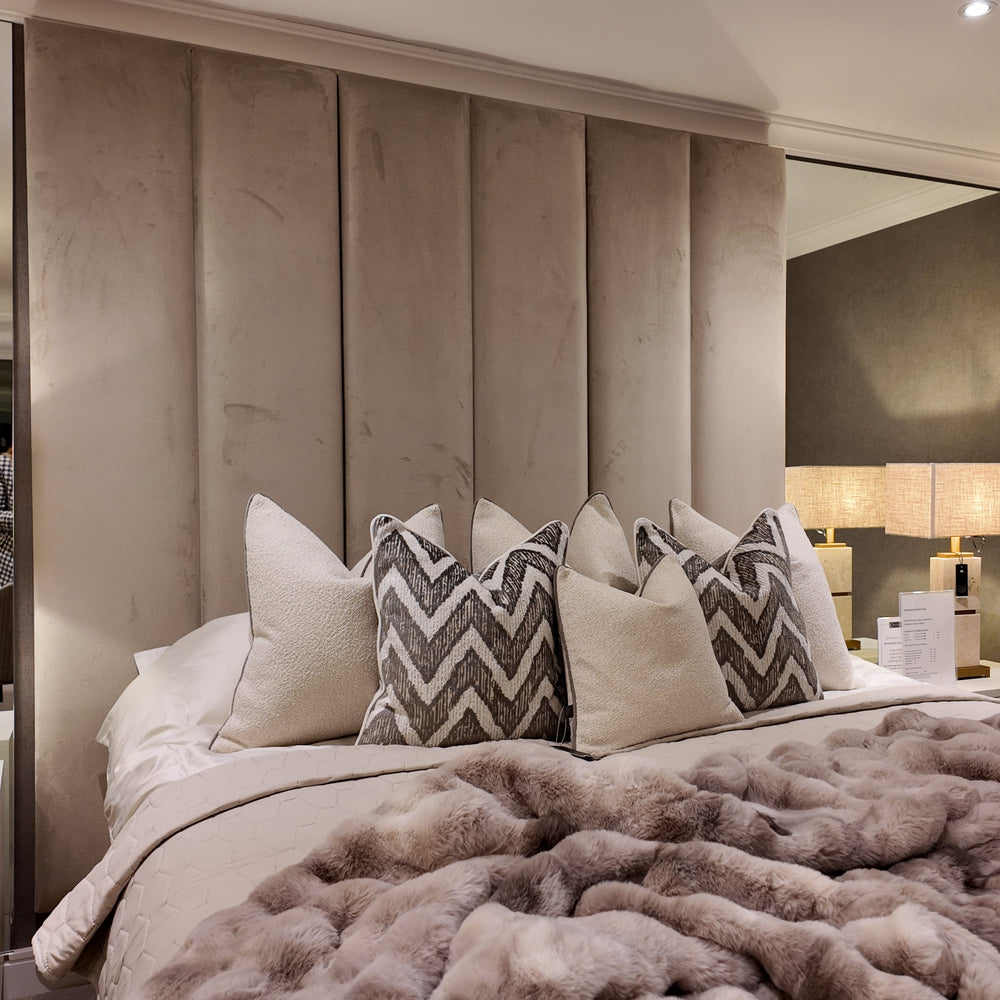 Emilia Emperor Full Custom wall headboard with emperor ottoman base