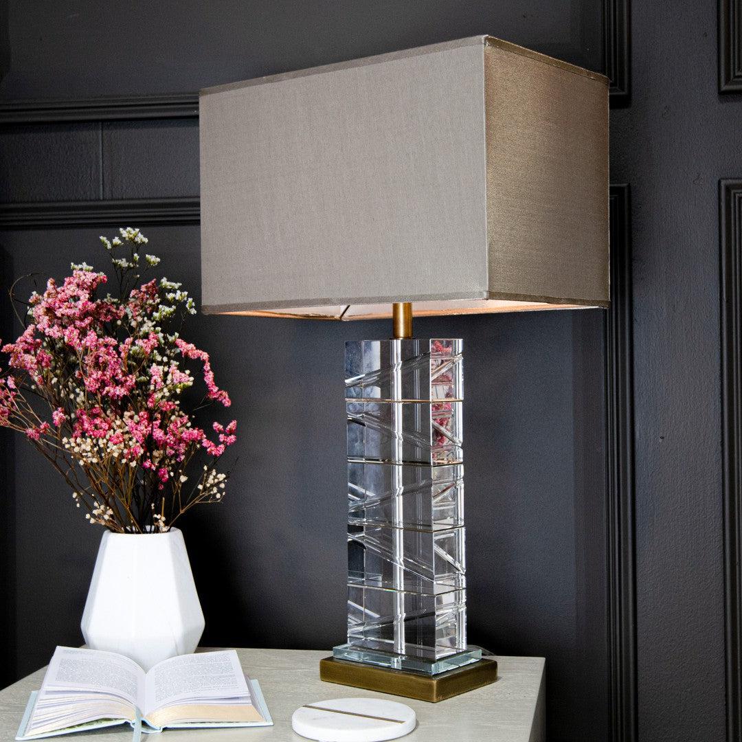 Alice Antique Brass and Clear Crystal Table Lamp by RV Astley