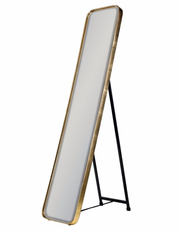 Arlene Cheval Mirror With Minimalist Gold Frame - Reduced To Clear