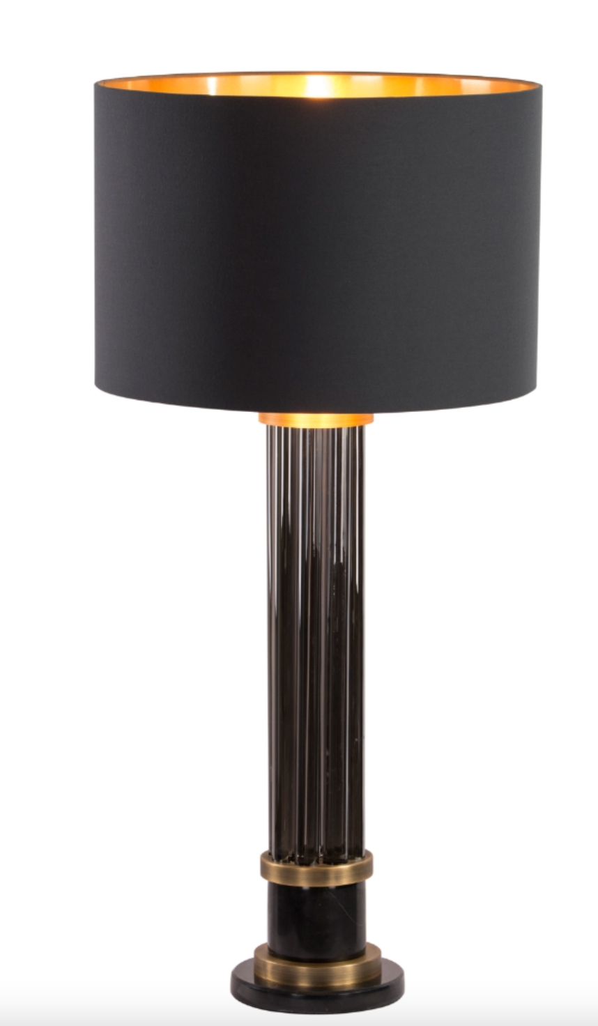 Black Bandit tall table lamp complete with shade with gold lining 93 cm . by Rv ASTLEY