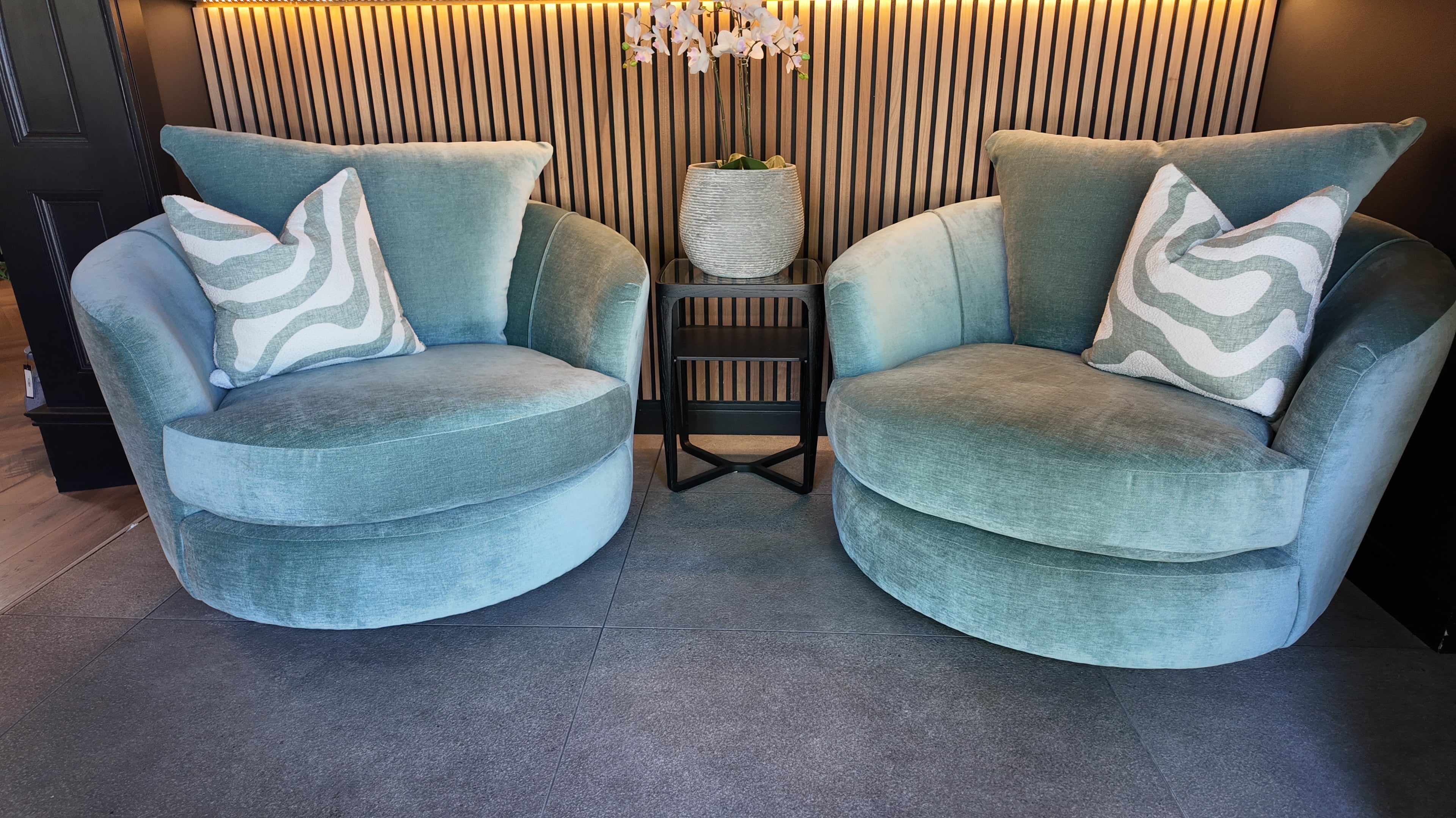 Metro Swivel Chair Dusk Jade Midi Size by Whitemeadow