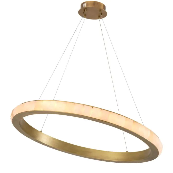 Cabildo Chandelier in alabaster and antique brass by Eichholtz