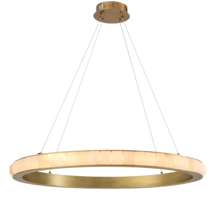 Cabildo Chandelier in alabaster and antique brass by Eichholtz