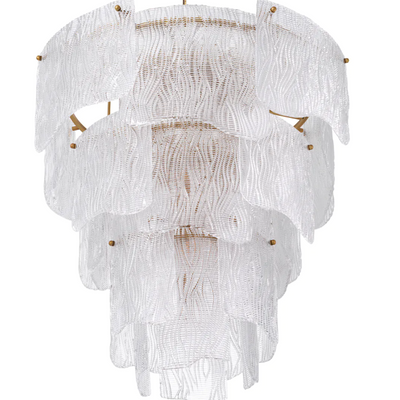 Chandelier Asinara L Antique brass finish w textured glass by Eichholtz