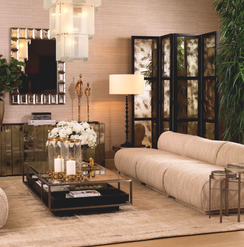 Sofa armless modular by Eichholtz group of 3 sofas ex showroom