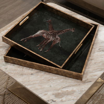 Giraffe Decorative Set of 2 Nesting Trays