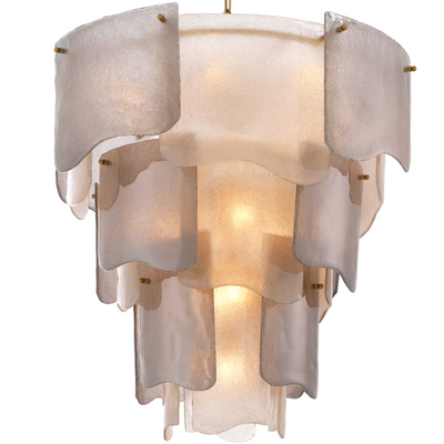 Chandelier Asinara L Antique brass finish w smoke glass by Eichholtz