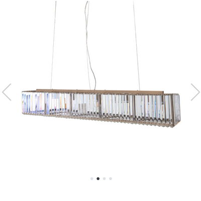 Panora long crystal and brushed bronze chandelier