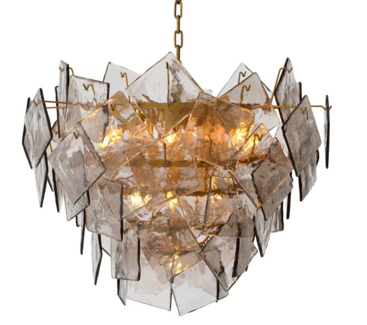 Chandelier Biltmore Antique Brass Finish Light Smoke Glass By Eichholtz