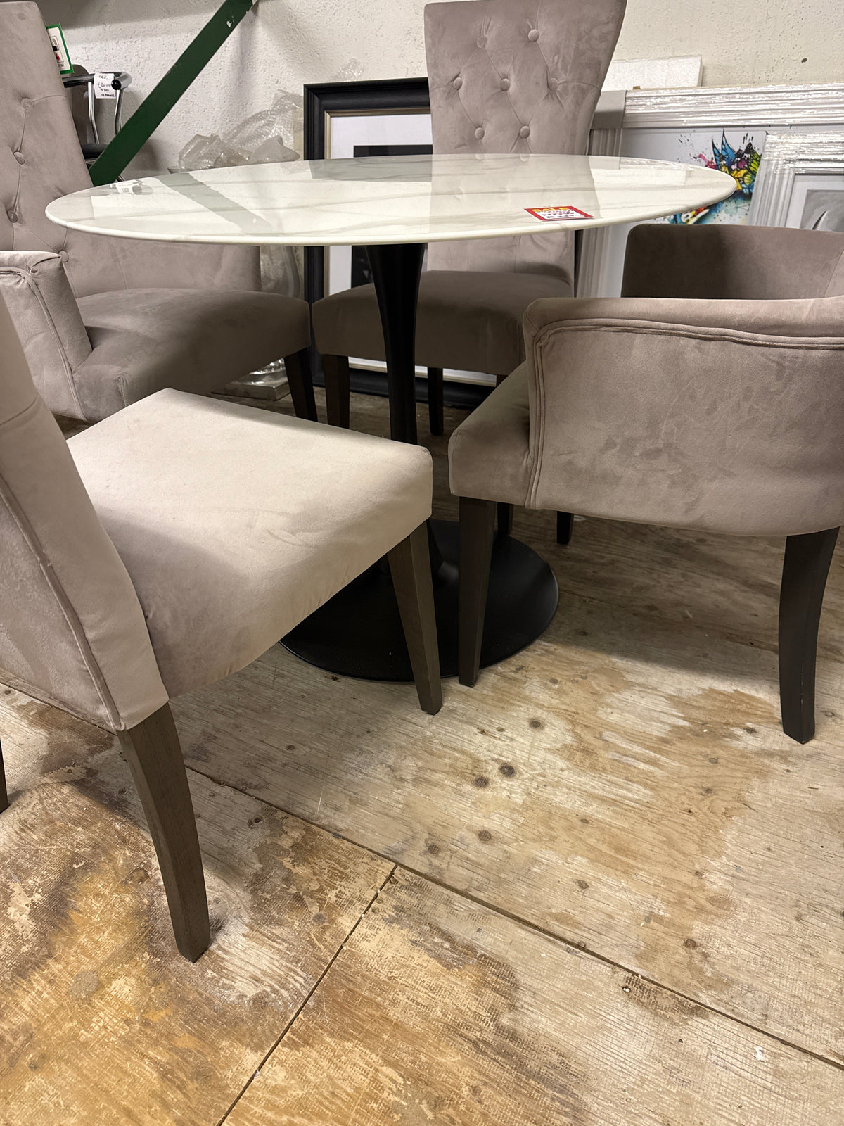 Circuit Round marble print White Bistro Table 100cm