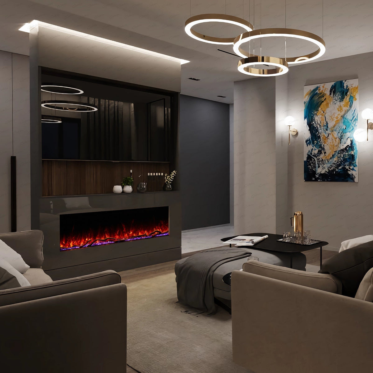 Clarence Borderless Electric Fire Insert in Black