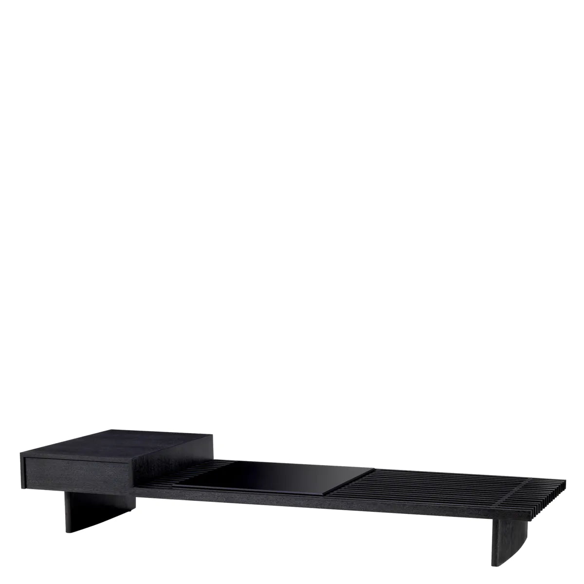 Coffee Table The Crest Charcoal grey oak veneer smoke glass by Eichholtz