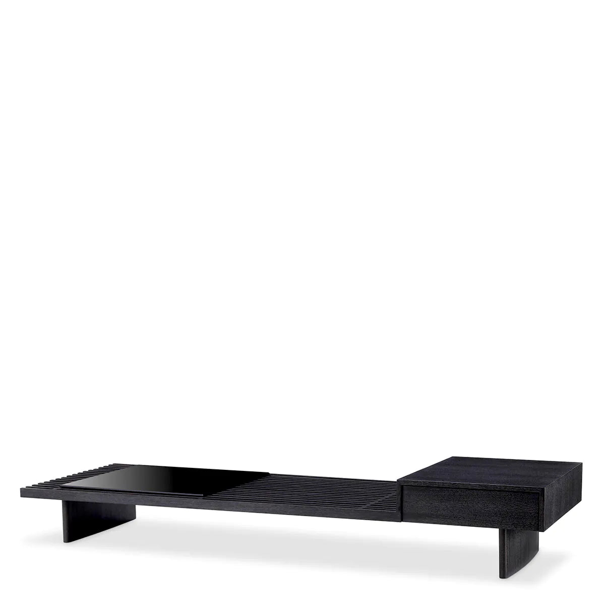 Coffee Table The Crest Charcoal grey oak veneer smoke glass by Eichholtz
