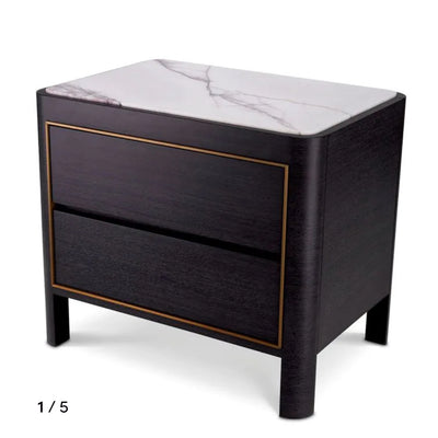 Corazon charcoal grey bianco lilac marble Nightstand by Eichholtz