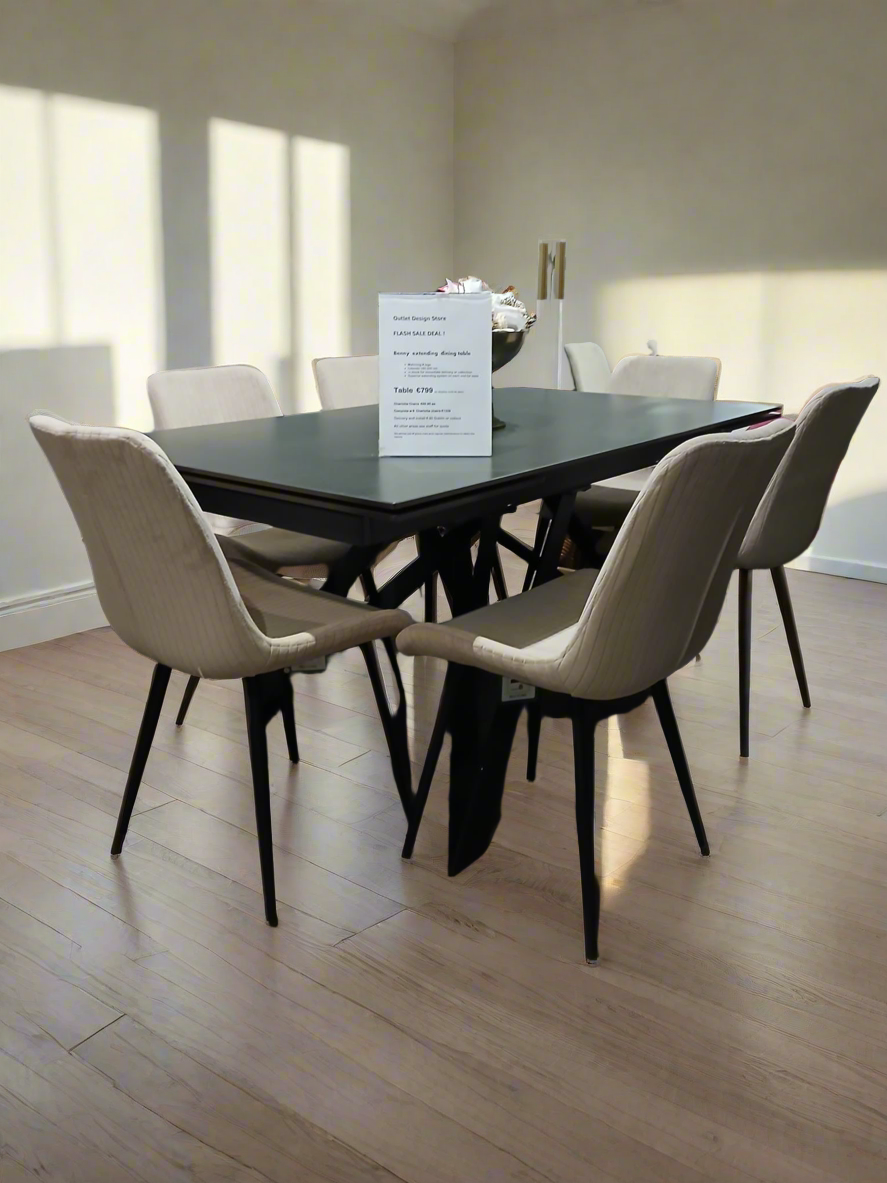Darrell fabric dining chair in natural stone colour