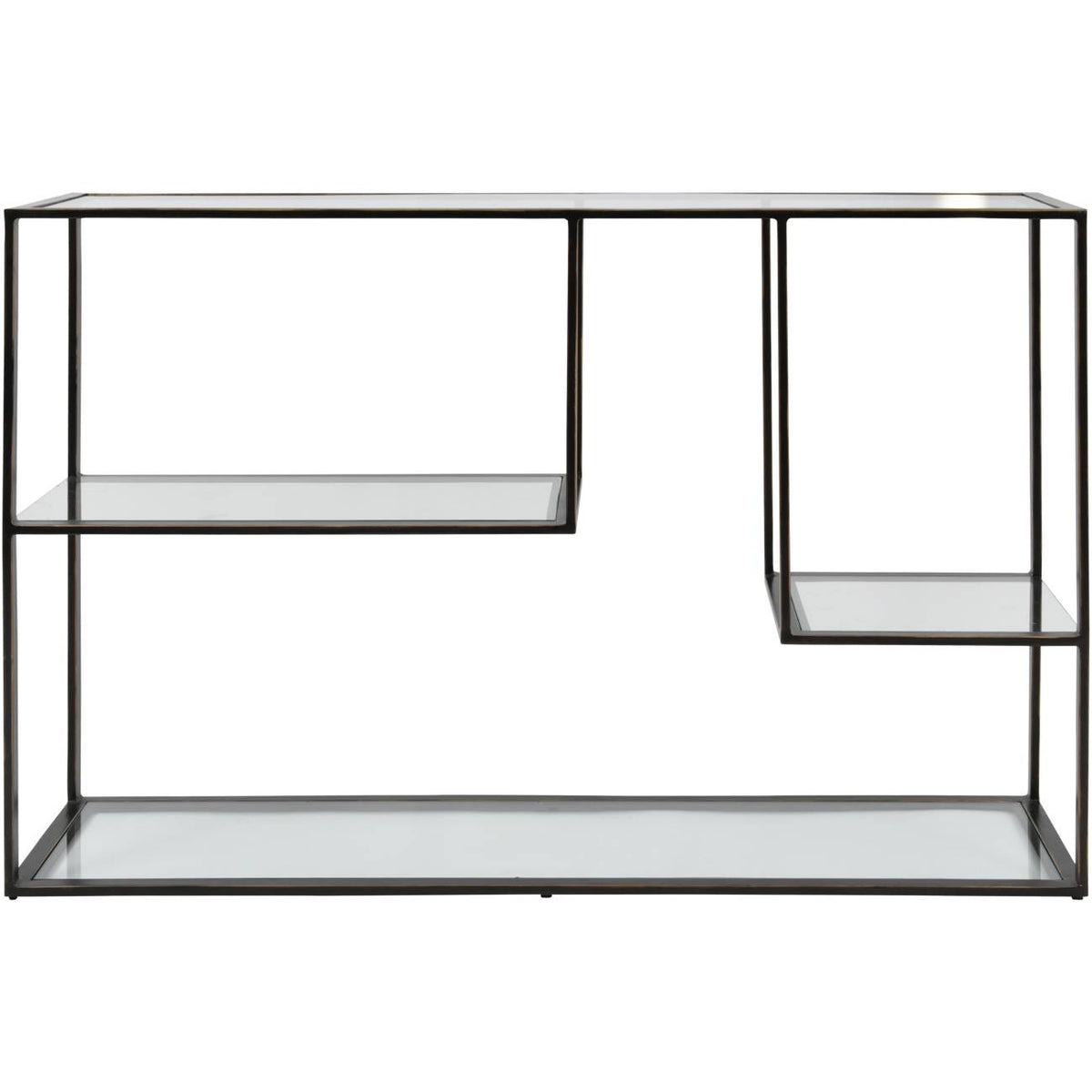 Delaney Gilded Bronze Metal and Glass Console Table