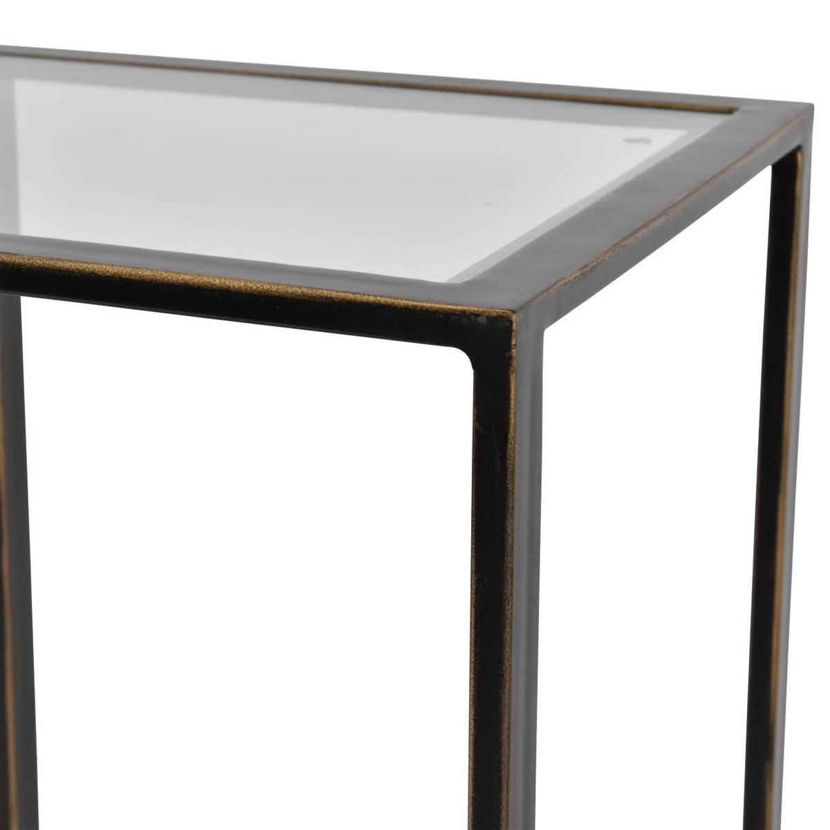 Delaney Gilded Bronze Metal and Glass Console Table