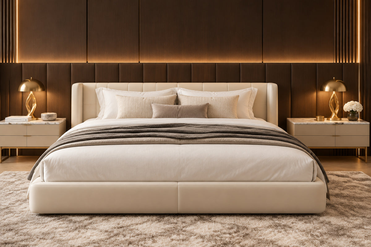Delta extra wide low line superking bed with ottoman base ex showroom see outlet