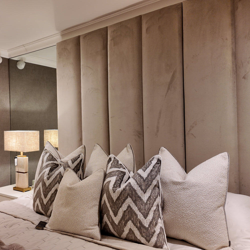 Emilia Emperor Full Custom wall headboard with emperor ottoman base