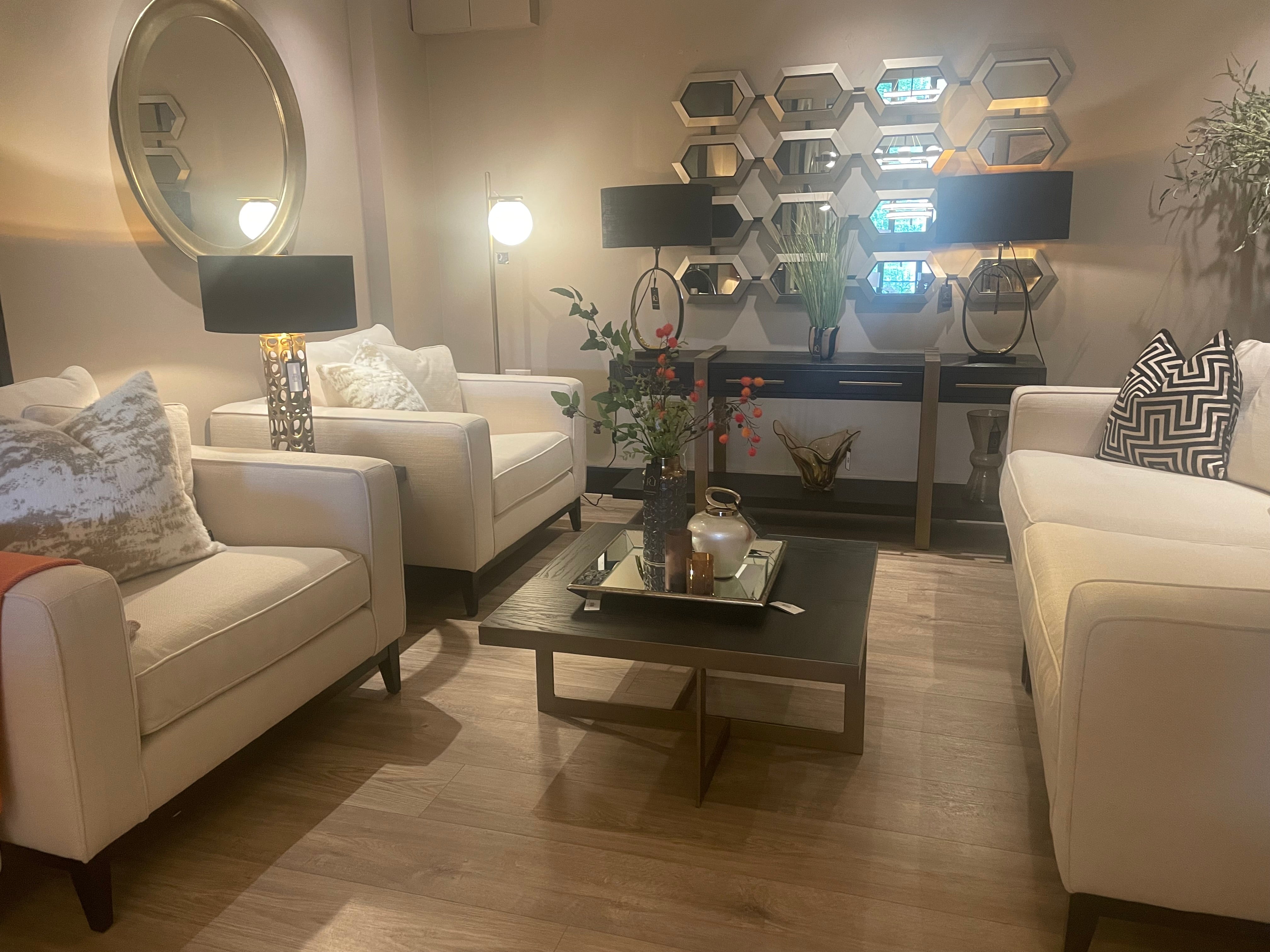 Príncipe Designer sofa with 2 armchair with wooden plinth by Eichholtz Save up to 37.5% ex display clearance