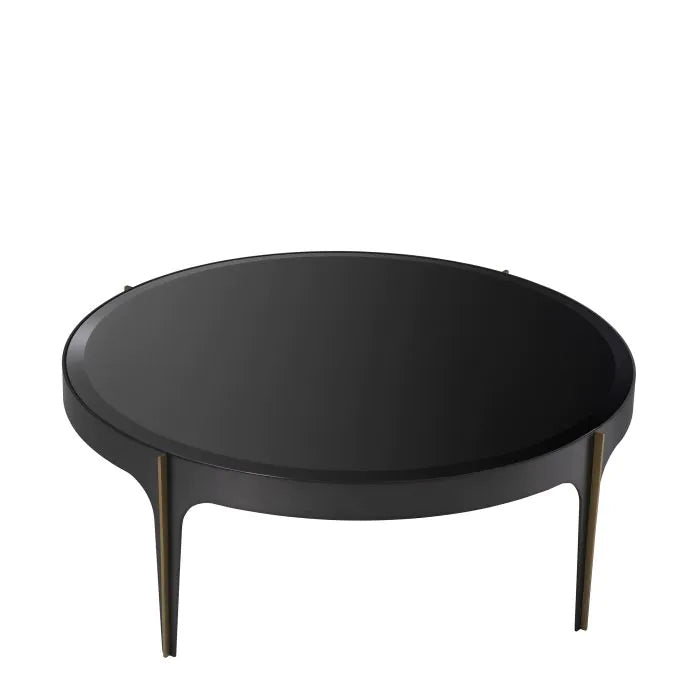 Eichholtz Artemisa S Coffee Table Bronze Finish Black Beveled Glass 94 cm