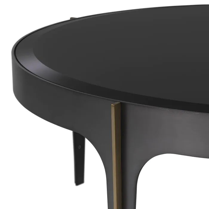 Eichholtz Artemisa S Coffee Table Bronze Finish Black Beveled Glass 94 cm