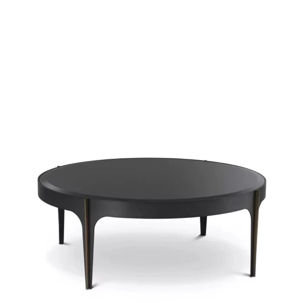 Eichholtz Artemisa S Coffee Table Bronze Finish Black Beveled Glass 94 cm