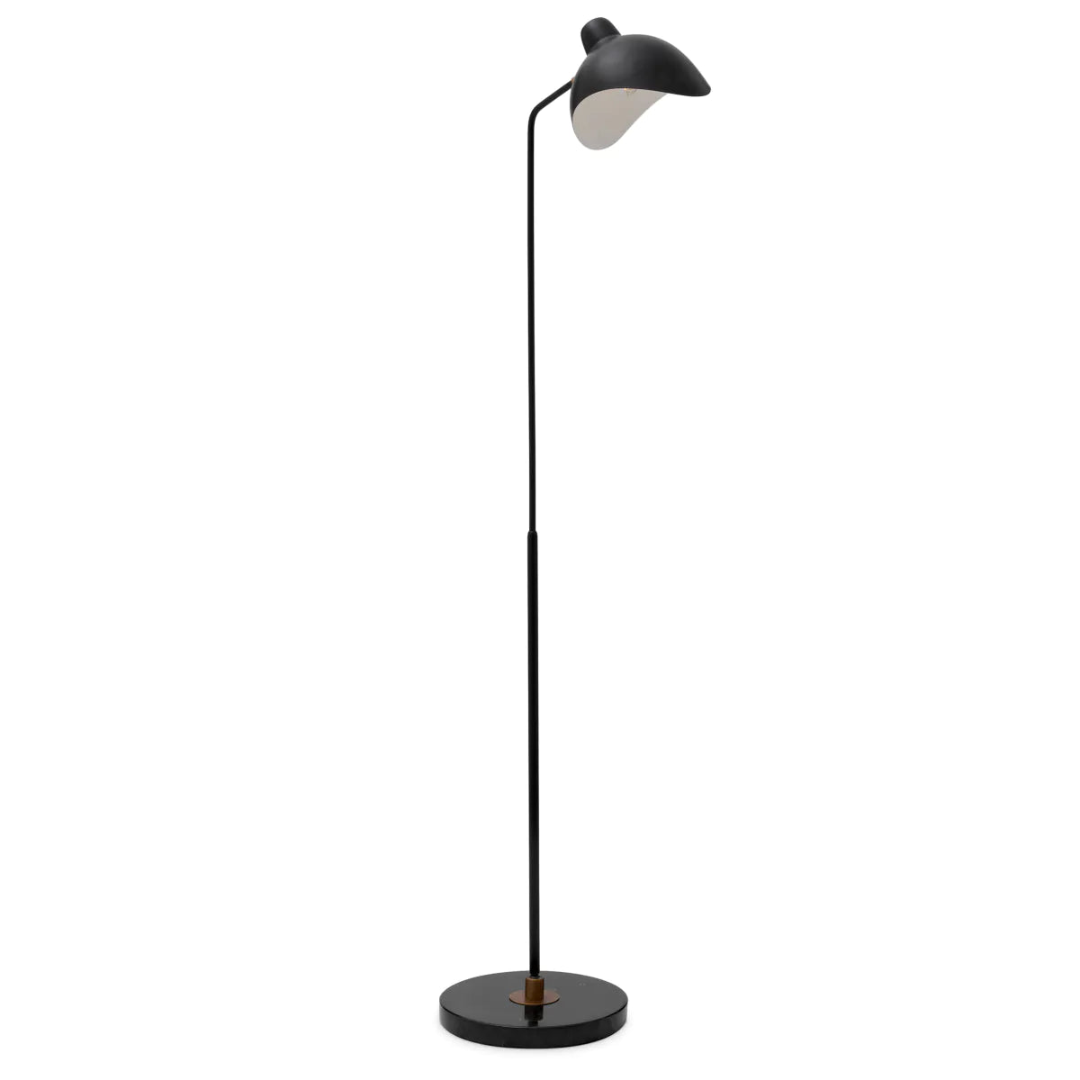 Eichholtz Asta Floor Lamp Black Shade Antique Brass and Marble Base