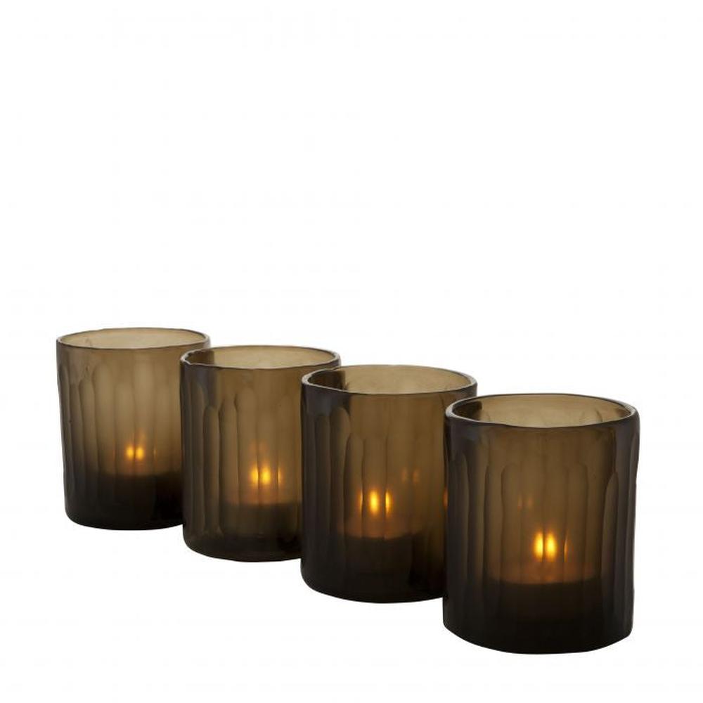 Eichholtz Astor Set of 4 Hand Blown Frosted Glass Tealight Holders