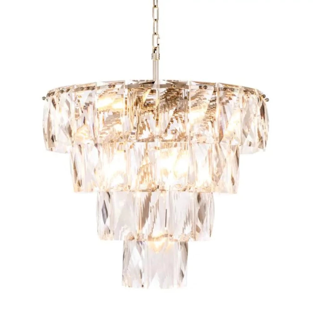 Eichholtz Gatsby Amazone Small Silver Clear Glass Chandelier 14 Light