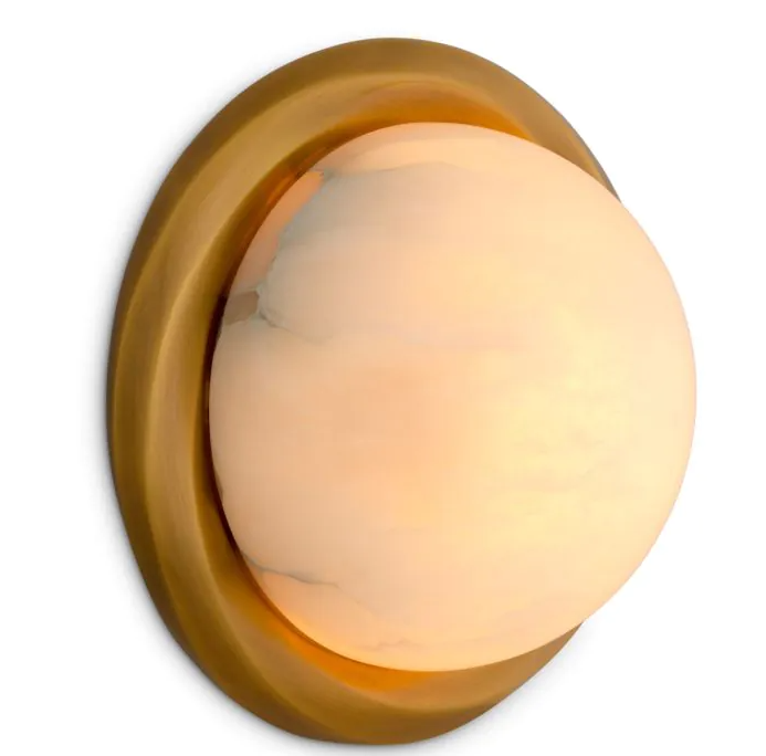 Eichholtz Vigo Alabaster Wall Lamp in Antique Brass Finish