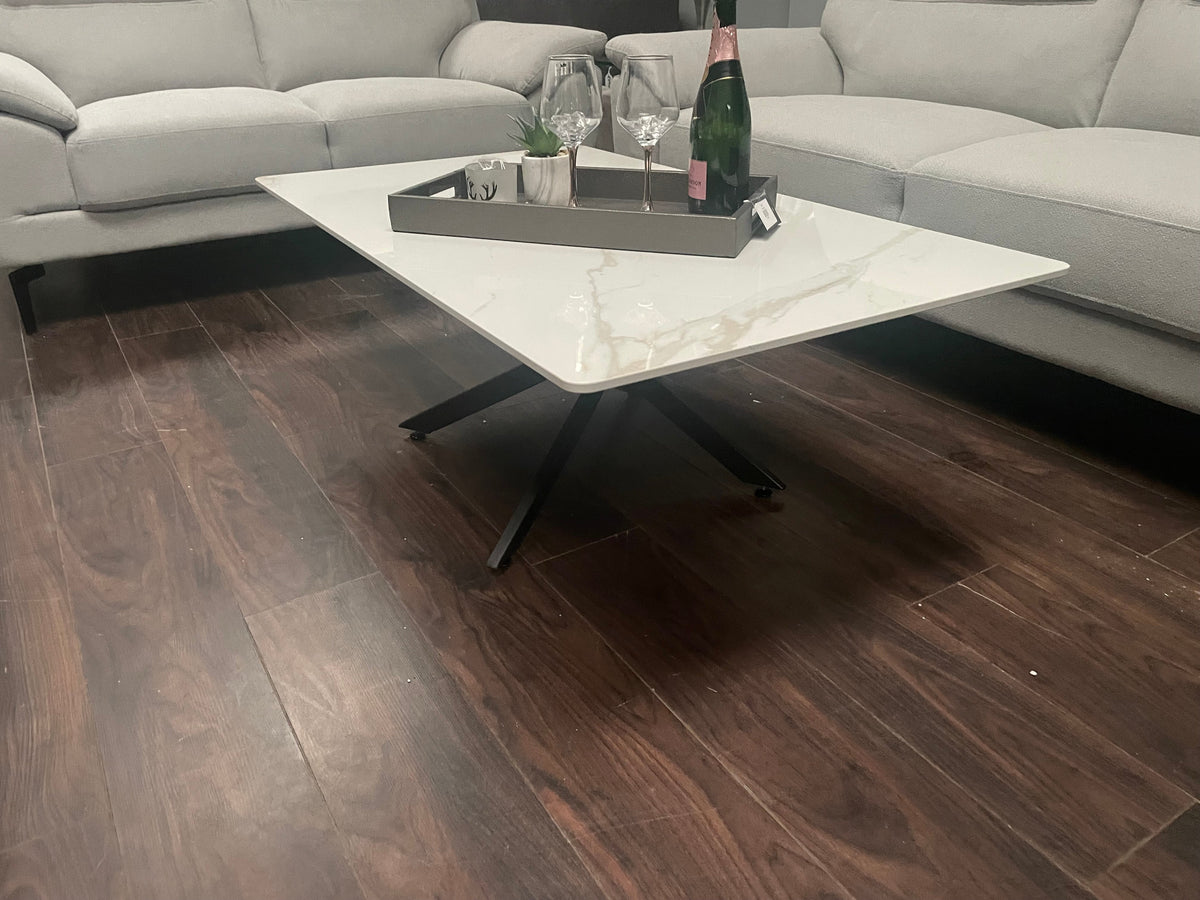 Enzo white marble and gold coffee table set.