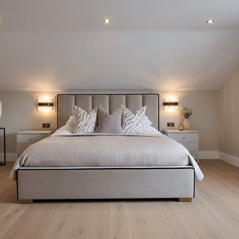 Custom made Zoe super bed with frame made for you by our upholsterer by Home of Beds