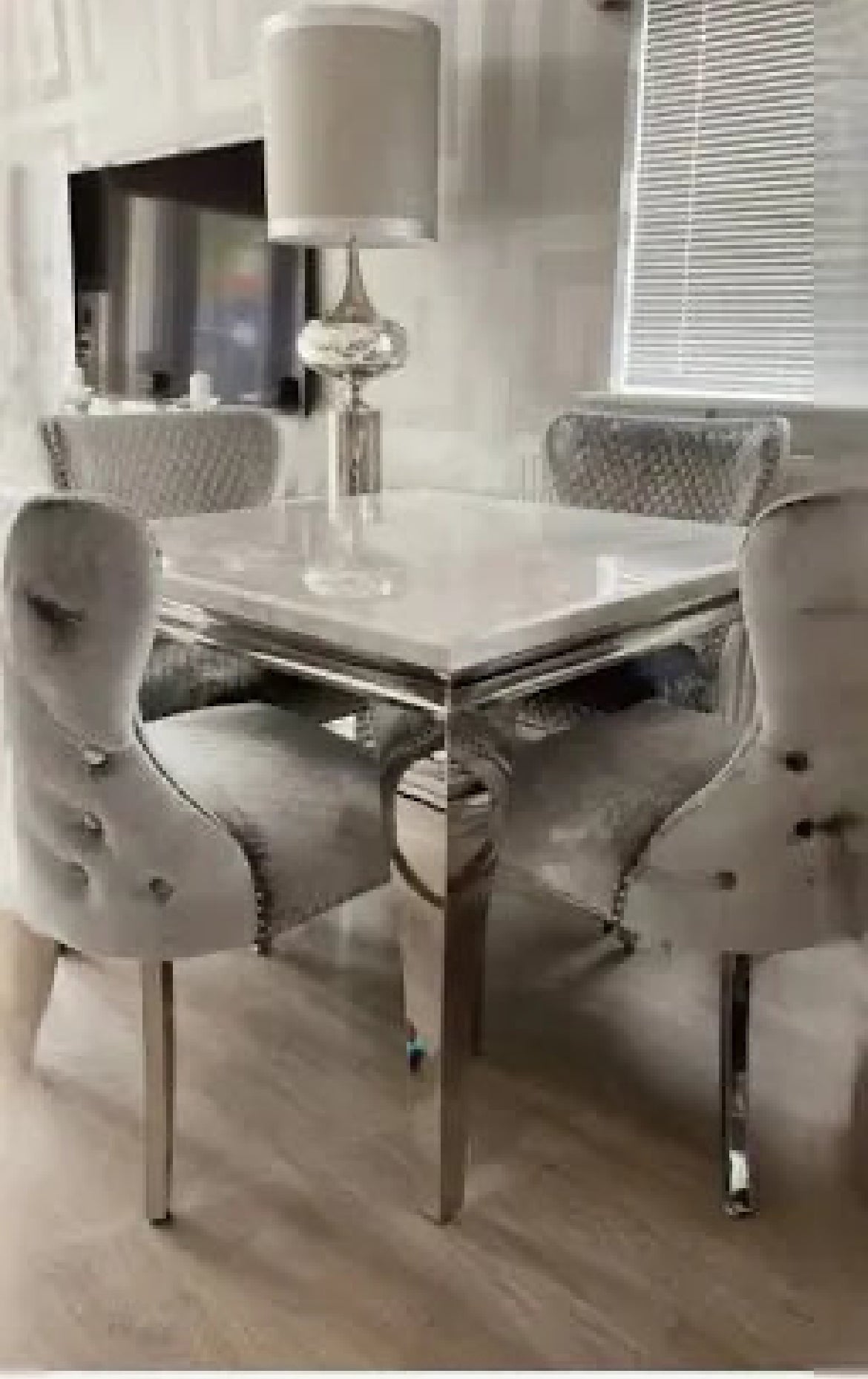 Louis white dining table 160 cm chrome and white glass reduced clearance offer