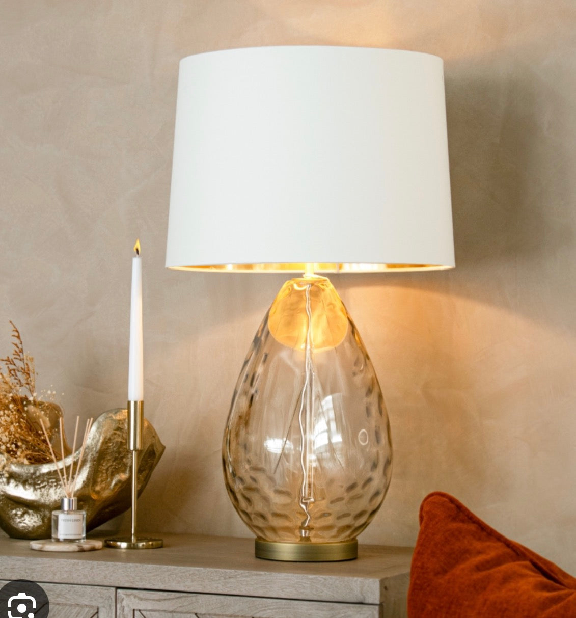Riom Cognac Glass Table Lamp By RV Astley - Reduced To Clear by RVA