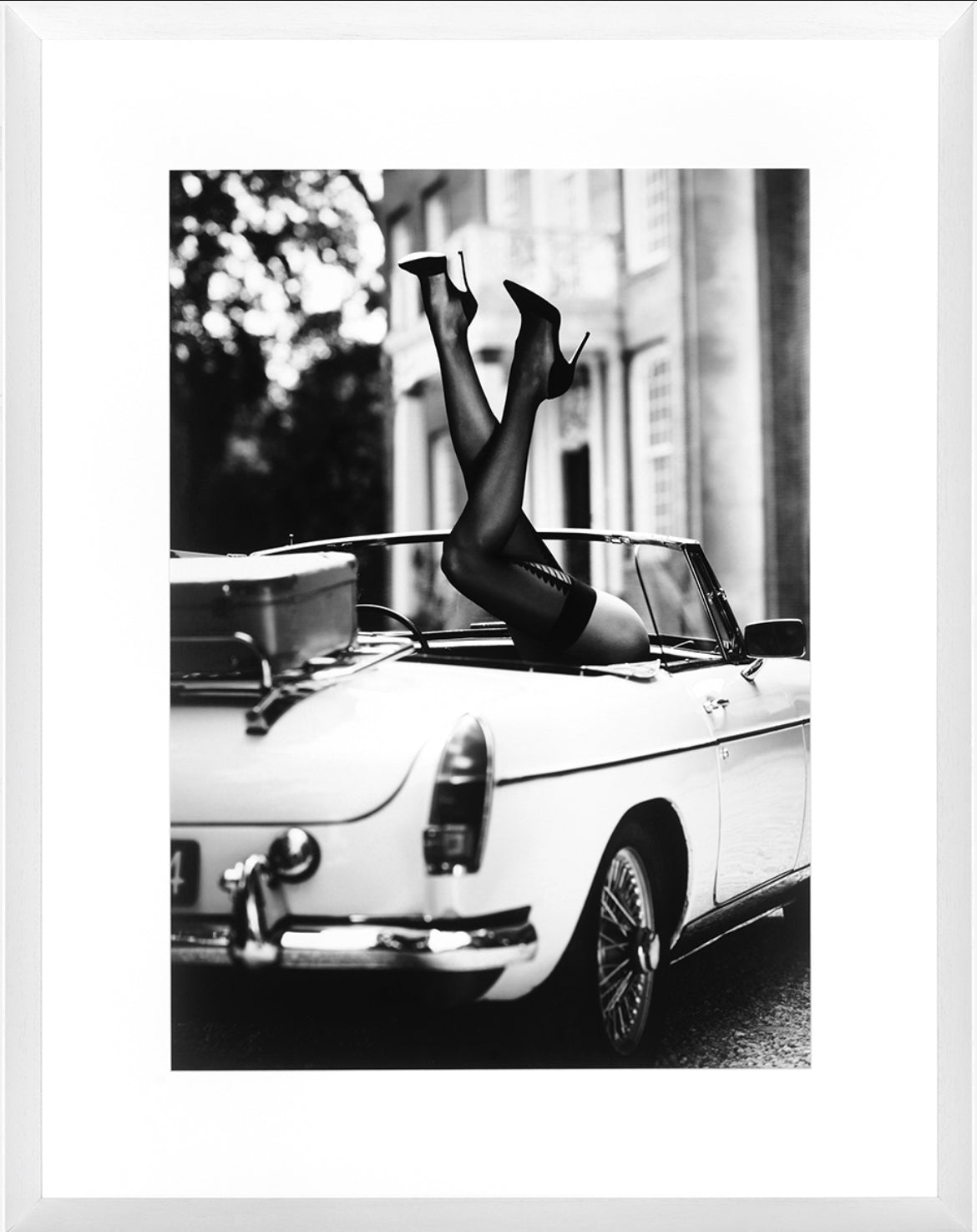 High heels in car framed exclusive prints
