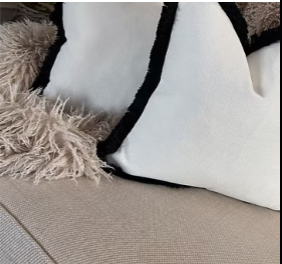 Hugo Bay Ivory Cushions With Thick Fringe