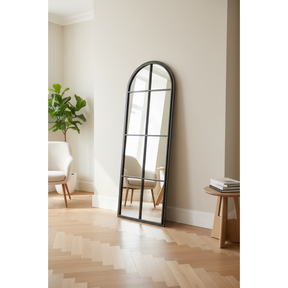 Libra Arch Window Mirror 180 cm Grey Metal HALF price-Renaissance Design Studio