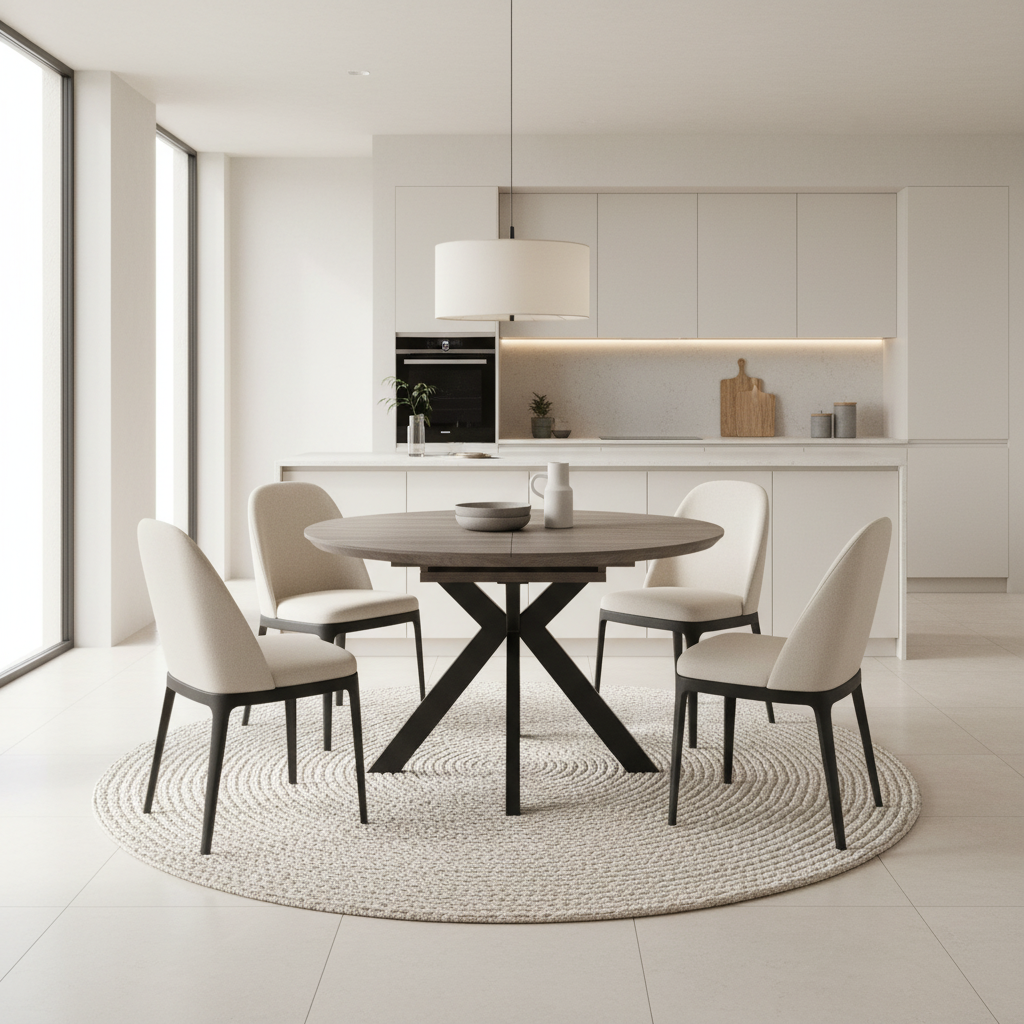 Mirabeau Manchester Round Oak Dining Table Fixed Smart Top Or Extending by furniture link