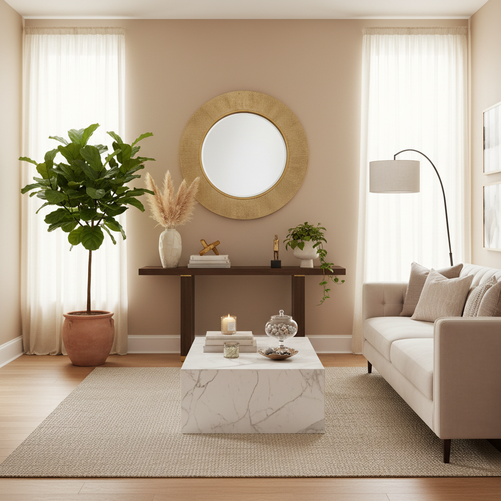 Edvin Gold Finish Round Designer Mirror by RVA by RVA