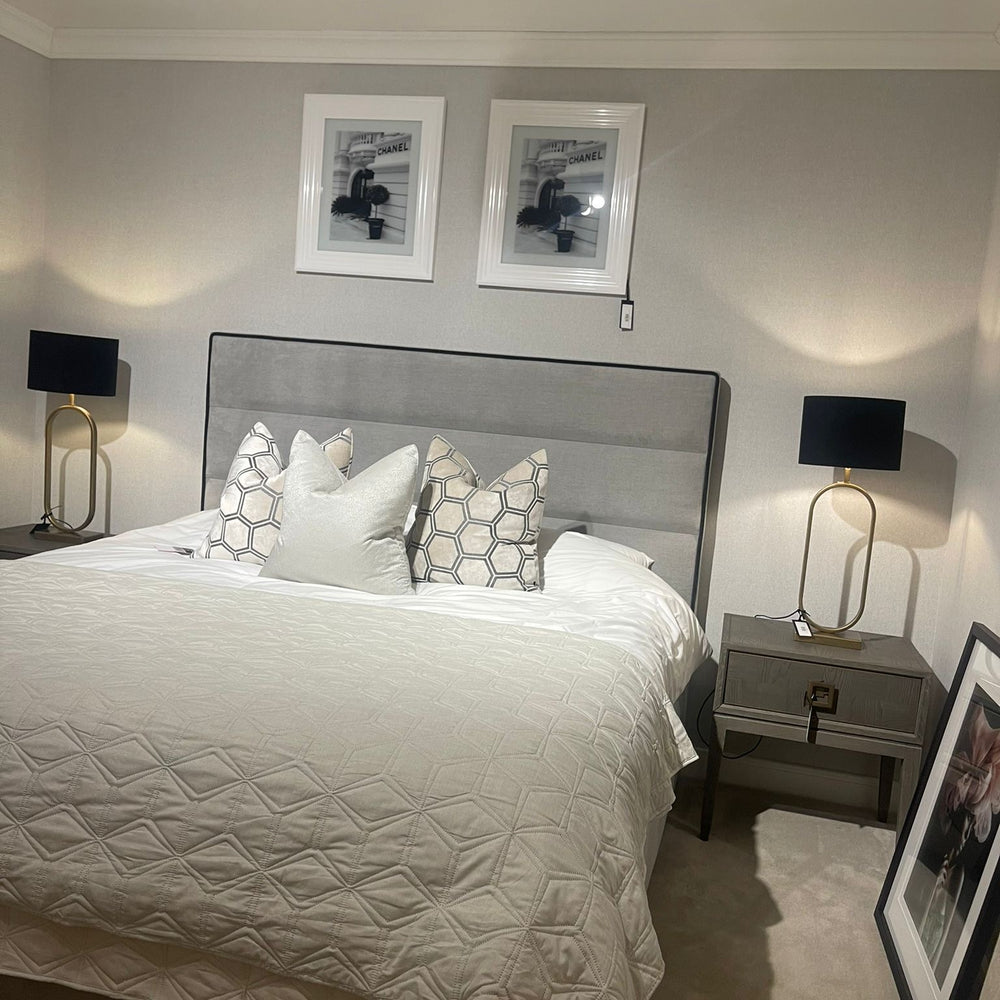 Beau mini me with diagonal lines custom made complete bed