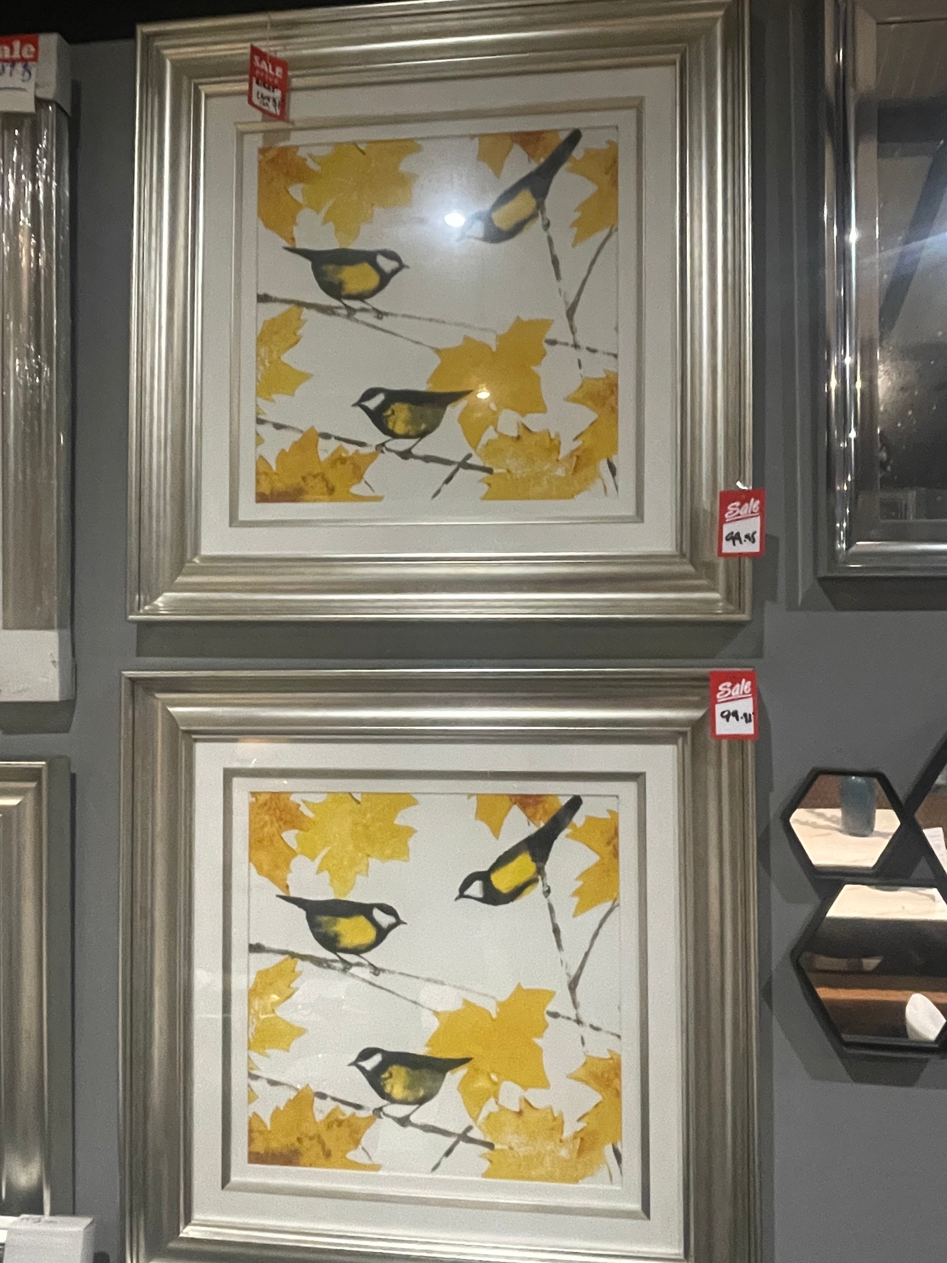 Birds on Champagne frame wall art Half Price reduced for Instore pick up.