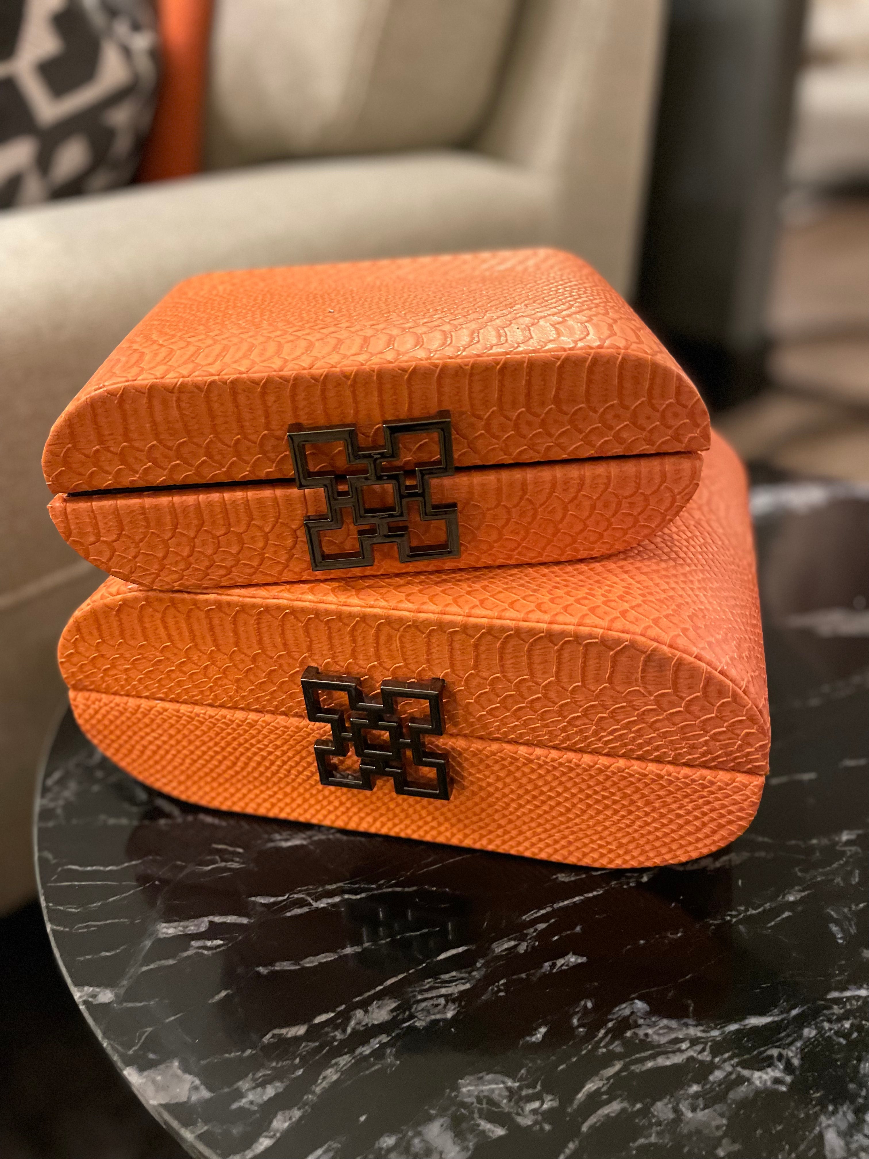 Jewellery boxes in Orange set of 2 New style Fabulous !