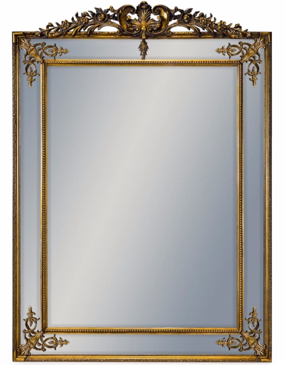 LARGE GOLD FRENCH MIRROR WITH CREST