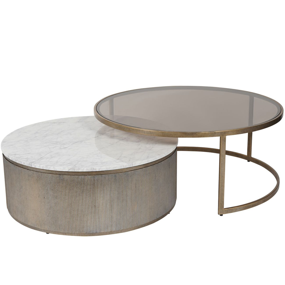 Laura Ashley Belview Aged Gold Set of 2 Nesting Coffee Tables reduced in Winter sale