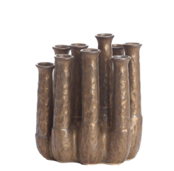 Leana Deco Vase Ceramic In Brass Finish