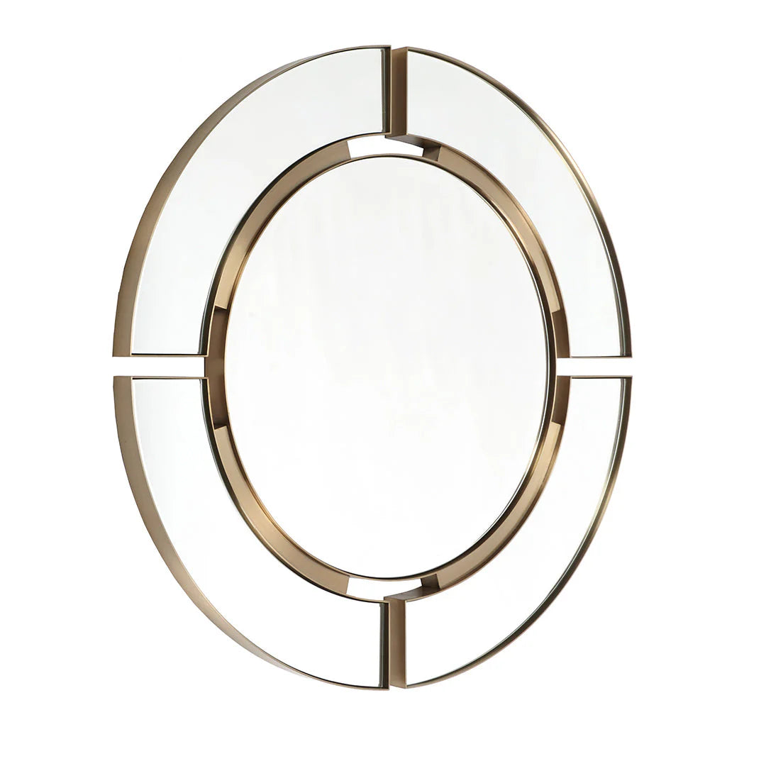 Marcoles Mirror By RV Astley in brushed metal 91cm reduced